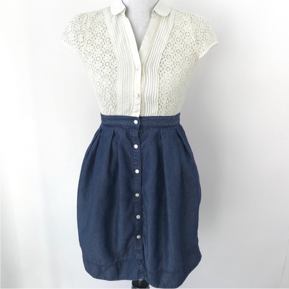 Anthropologie HD in Paris lace and chambray dress